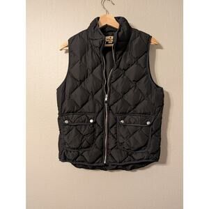 Woolrich Womens Puffer Vest M Black Duck Down‎ Feather Full Zip Snap Pockets